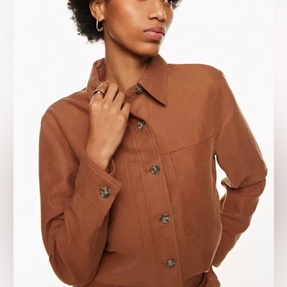 NWT * wilfred jacket + pant LINEN set * anise brown carrot little cropped - Picture 5 of 13